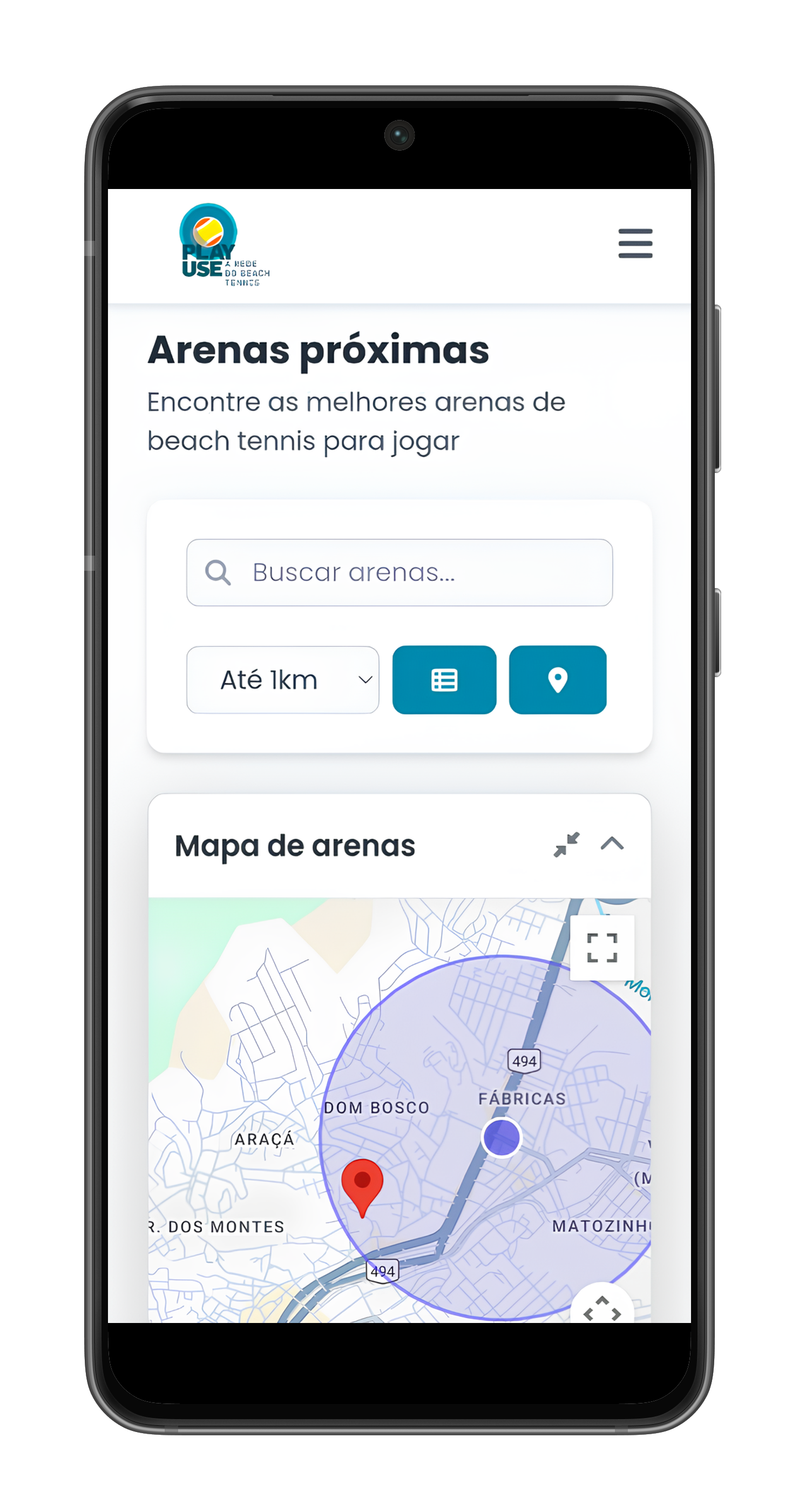 Aplicativo PlayUse em smartphone